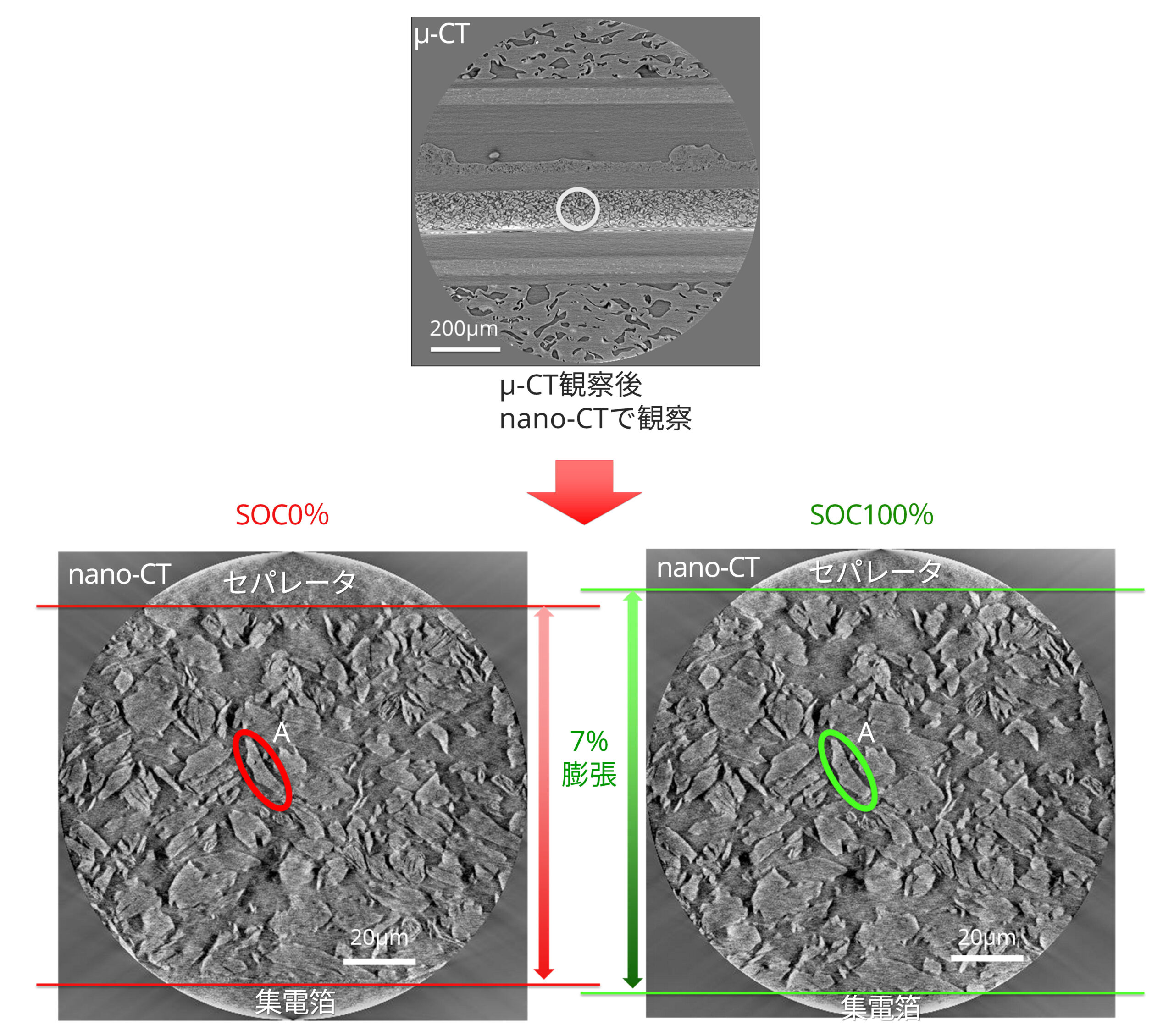 3D 解析 膨張 収縮 放射光 マルチスケール CT リチウムイオン 電池 活物質 異方性